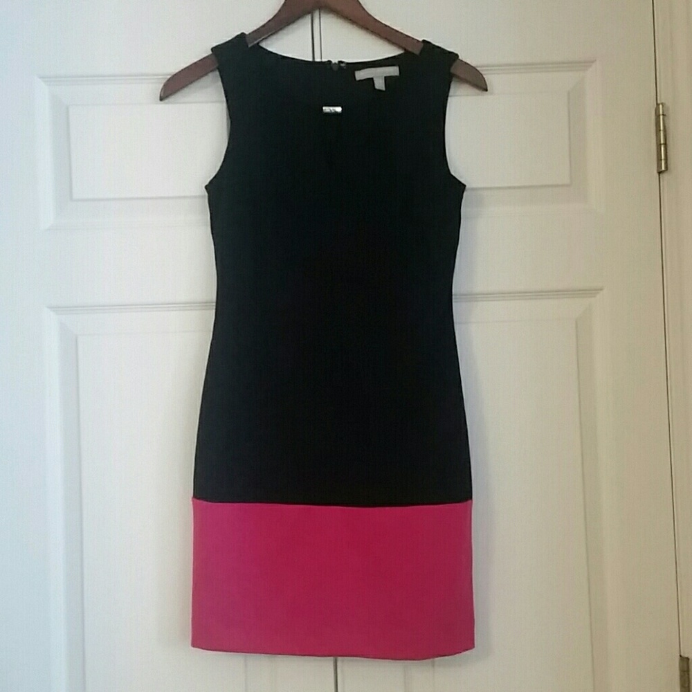 BR 00P navy and pink colorblocked shift dress